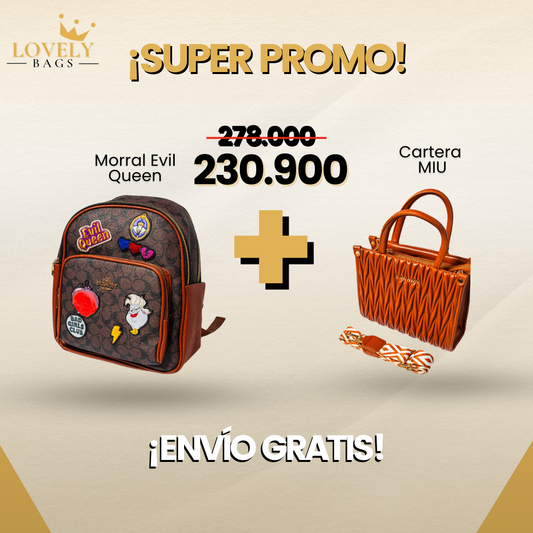 PROMO DÍA DE LA MUJER - MORRAL EVIL QUEEN + CARTERA MIU